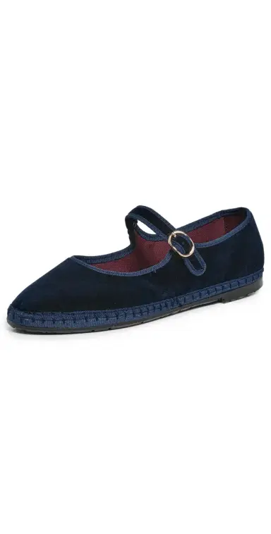 Flabelus Molly Velvet Mary Jane Flats Dark Blue 37 | Thumbnail 1 Flabelus Molly Velvet Mary Jane Flats Dark Blue 37 | Thumbnail 1