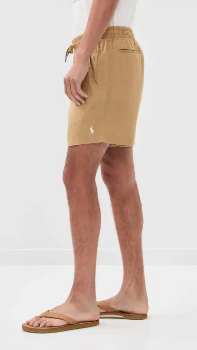 Polo Ralph Lauren Linen Pull On Prepster Shorts 6 Cafe Tan | Thumbnail 4