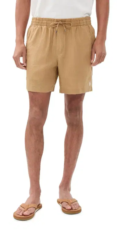 Polo Ralph Lauren Linen Pull On Prepster Shorts 6 Cafe Tan | Thumbnail 1
