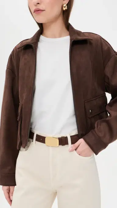 L'Agence Hennie Sleek Leather Belt Chocolate Nubuck | Thumbnail 3