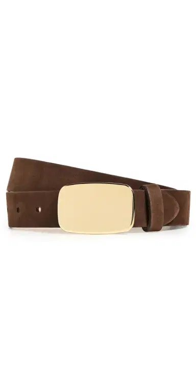 L'Agence Hennie Sleek Leather Belt Chocolate Nubuck | Thumbnail 1