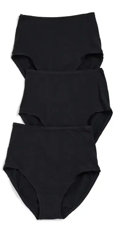 Natori Bliss Bare Cotton High Waist Briefs 3 Pack Black S | Thumbnail 1
