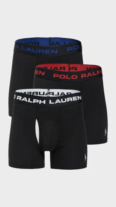 Polo Ralph Lauren Underwear Perfect Pouch esh Boxer Briefs 3 Pack Polo Black | Thumbnail 2