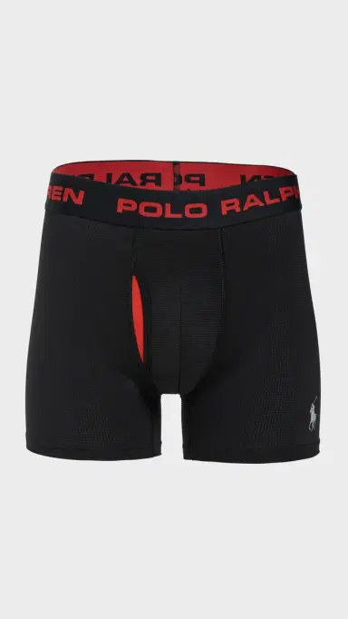 Polo Ralph Lauren Underwear Perfect Pouch esh Boxer Briefs 3 Pack Polo Black | Thumbnail 3