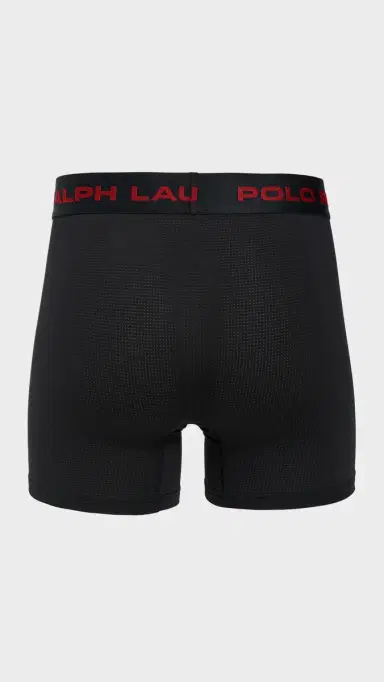 Polo Ralph Lauren Underwear Perfect Pouch esh Boxer Briefs 3 Pack Polo Black | Thumbnail 4