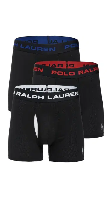 Polo Ralph Lauren Underwear Perfect Pouch esh Boxer Briefs 3 Pack Polo Black | Thumbnail 6