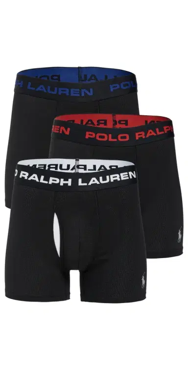 Polo Ralph Lauren Underwear Perfect Pouch esh Boxer Briefs 3 Pack Polo Black | Thumbnail 1
