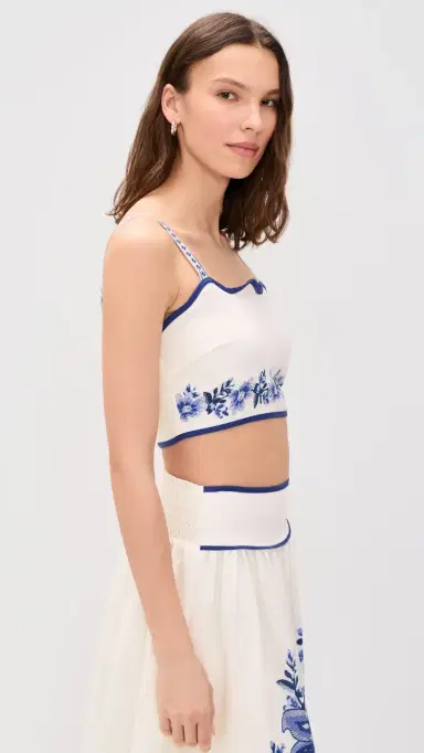 Moon River Floral Crop Top Off White ulti | Thumbnail 4 Moon River Floral Crop Top Off White ulti | Thumbnail 4