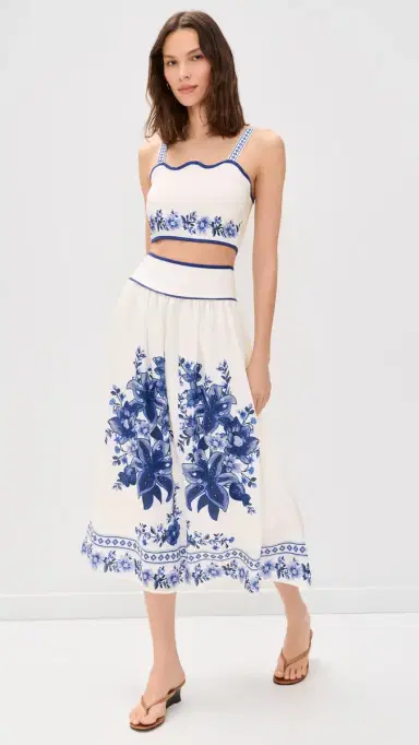 Moon River Floral Crop Top Off White ulti | Thumbnail 5 Moon River Floral Crop Top Off White ulti | Thumbnail 5