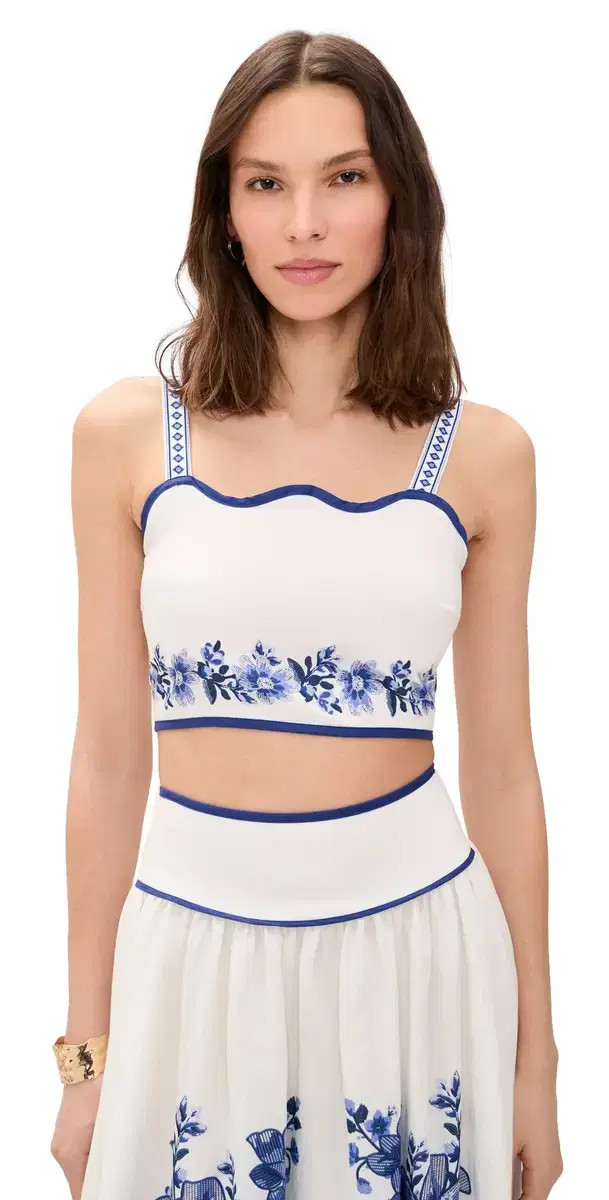 Moon River Floral Crop Top Off White ulti