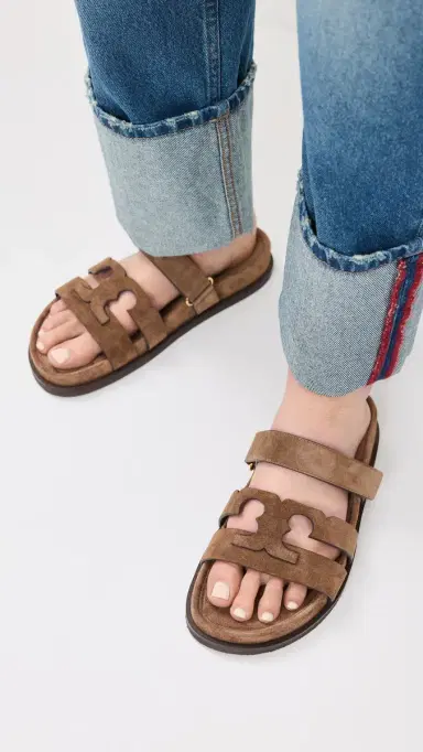 Tory Burch Ines Sport T Slides River Rock 6 | Thumbnail 3