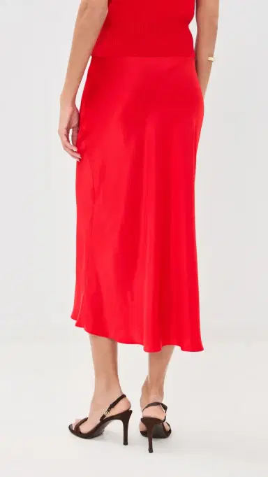Sablyn Miranda Scallop Trim Silk Skirt Scarlet | Thumbnail 3