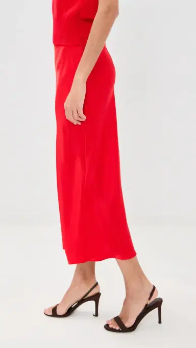 Sablyn Miranda Scallop Trim Silk Skirt Scarlet | Thumbnail 4
