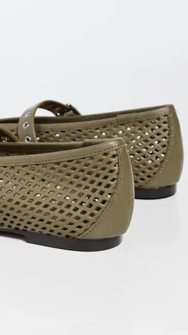 Madewell The Remy Mary Jane Flats In Perforated Leather Worn Olive | Thumbnail 4