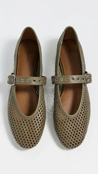 Madewell The Remy Mary Jane Flats In Perforated Leather Worn Olive | Thumbnail 5