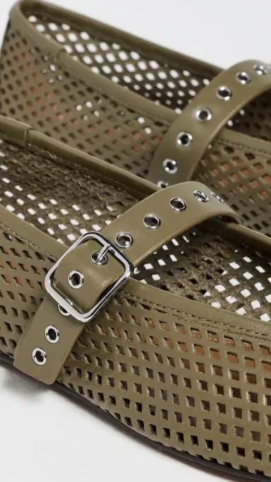 Madewell The Remy Mary Jane Flats In Perforated Leather Worn Olive | Thumbnail 6