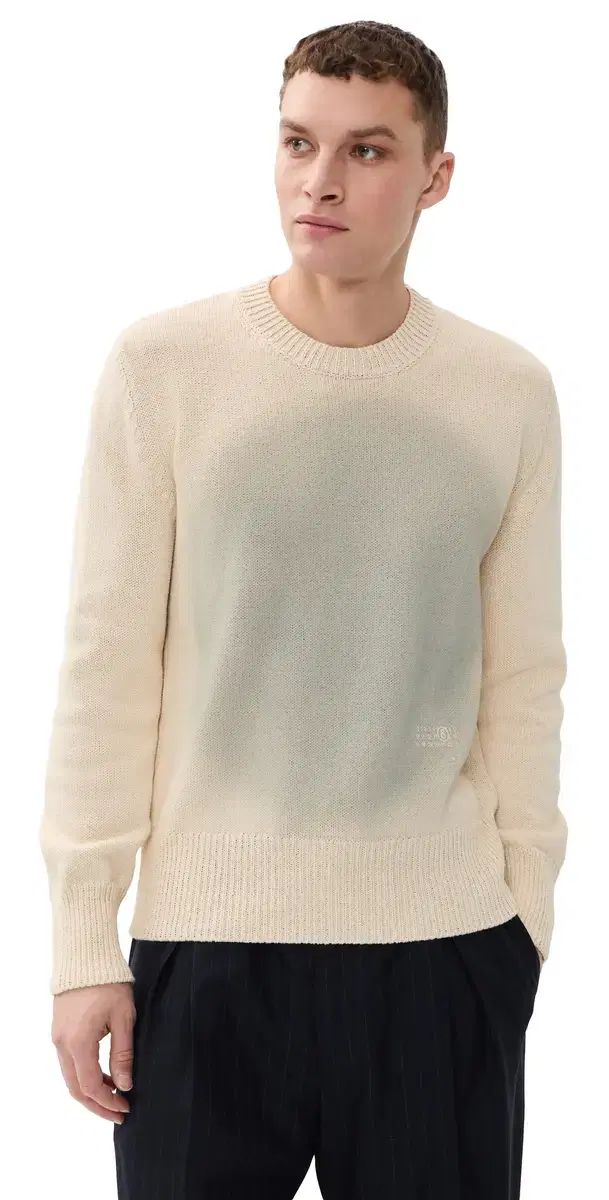 MM6 Maison Margiela tained Crewneck weater Off White