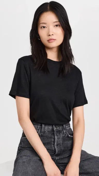 Sold Out NYC The Linen Perfect Tee in Black Black | Thumbnail 2