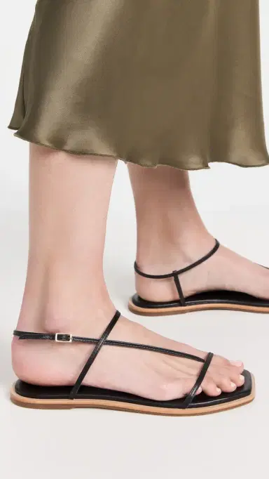 KAANAS Alayta Square Toe Naked Sandals Black | Thumbnail 4