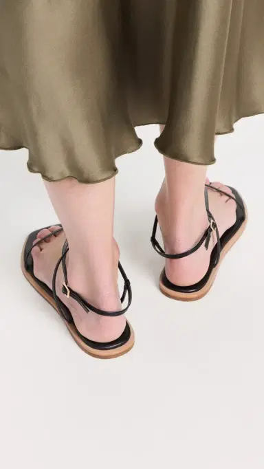 KAANAS Alayta Square Toe Naked Sandals Black | Thumbnail 5