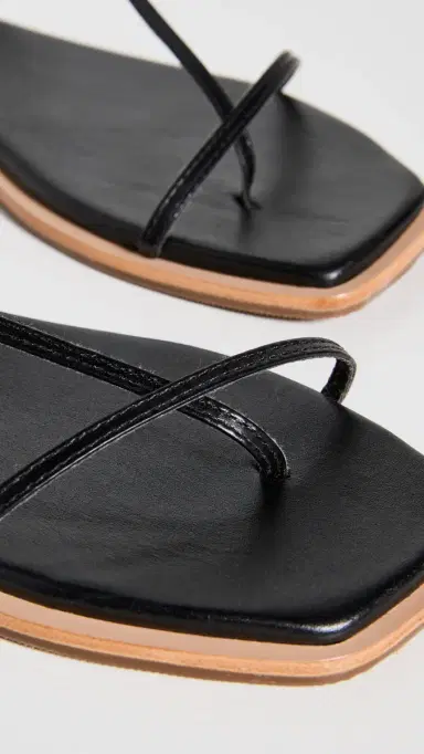 KAANAS Alayta Square Toe Naked Sandals Black | Thumbnail 6