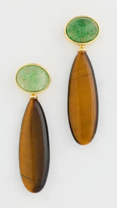 SHASHI Theodora Gemstone Earrings Gold One Size | Thumbnail 2