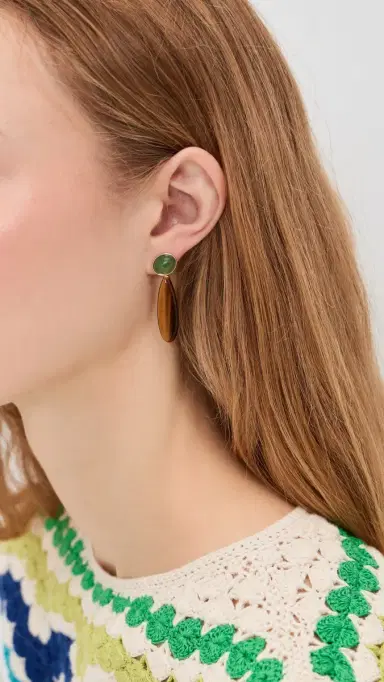 SHASHI Theodora Gemstone Earrings Gold One Size | Thumbnail 3
