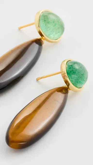 SHASHI Theodora Gemstone Earrings Gold One Size | Thumbnail 4