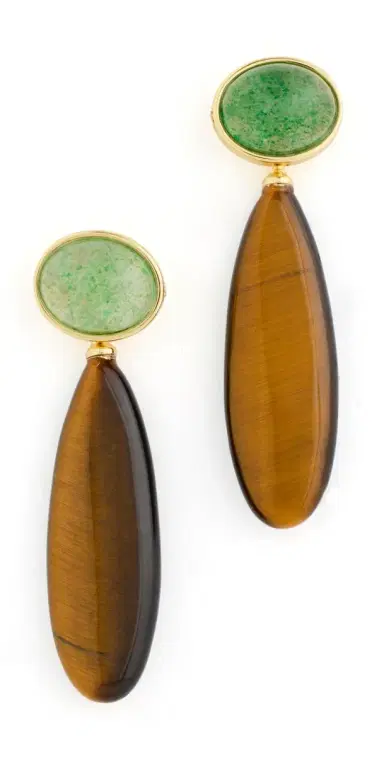 SHASHI Theodora Gemstone Earrings Gold One Size | Thumbnail 1
