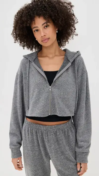 Year of Ours Classic Zip Up Sweatshirt Heather Grey | Thumbnail 2 Year of Ours Classic Zip Up Sweatshirt Heather Grey | Thumbnail 2