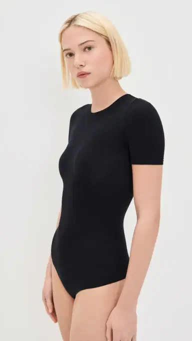 Commando Ballet Short Sleeve Thong Bodysuit Black One Size | Thumbnail 4