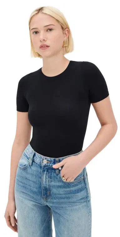 Commando Ballet Short Sleeve Thong Bodysuit Black One Size | Thumbnail 1