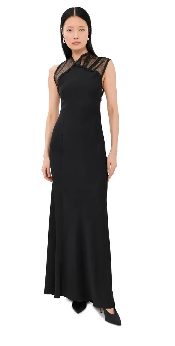 Victoria Beckham Mesh Detail Gown Black