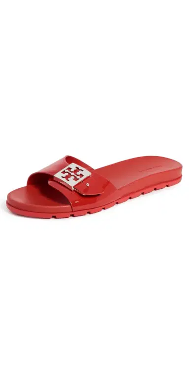 Tory Burch Buckle Slides Lipstrick Red/Silver | Thumbnail 1