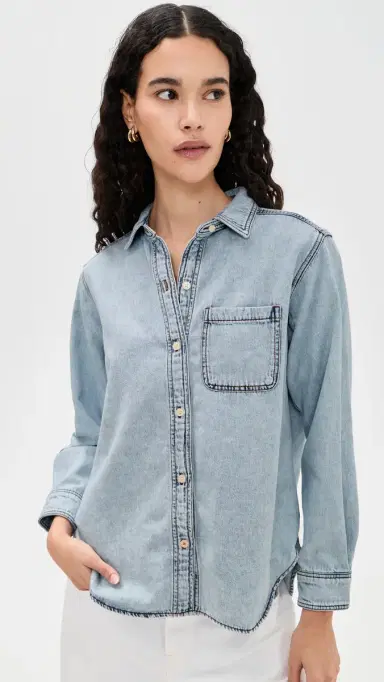 Marine Layer Jane Relaxed Denim Shirt Medium Wash | Thumbnail 2