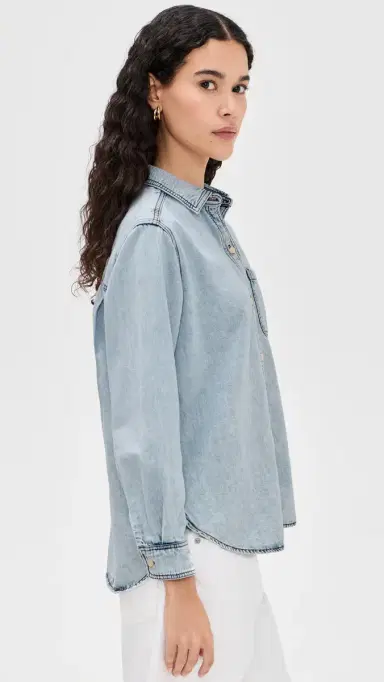 Marine Layer Jane Relaxed Denim Shirt Medium Wash | Thumbnail 4