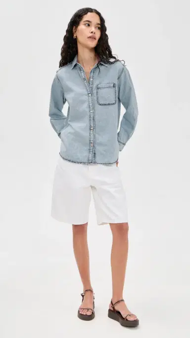 Marine Layer Jane Relaxed Denim Shirt Medium Wash | Thumbnail 5