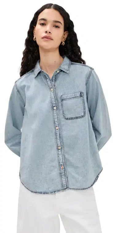 Marine Layer Jane Relaxed Denim Shirt Medium Wash | Thumbnail 1