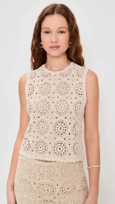 FRAME The Crochet Tank Cream | Thumbnail 2