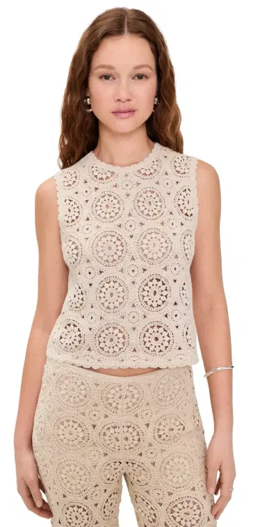 FRAME The Crochet Tank Cream | Thumbnail 1