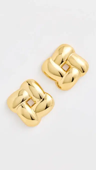 Jenny Bird Mega Woven Square Earrings High Polish Gold One Size | Thumbnail 2
