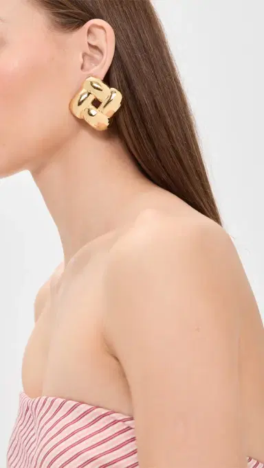 Jenny Bird Mega Woven Square Earrings High Polish Gold One Size | Thumbnail 3