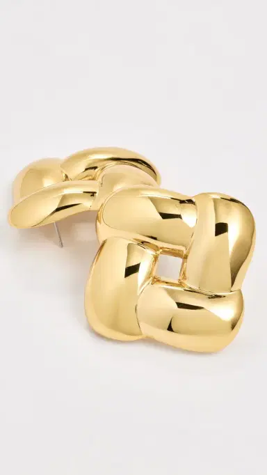 Jenny Bird Mega Woven Square Earrings High Polish Gold One Size | Thumbnail 4