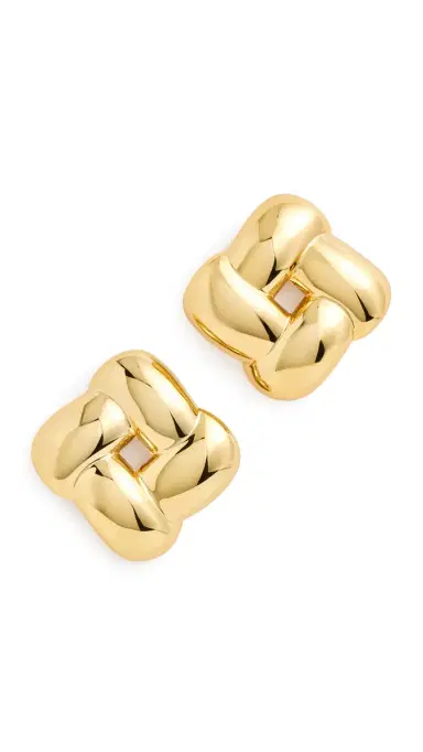 Jenny Bird Mega Woven Square Earrings High Polish Gold One Size | Thumbnail 5