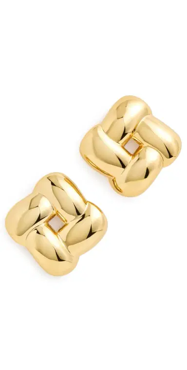 Jenny Bird Mega Woven Square Earrings High Polish Gold One Size | Thumbnail 1