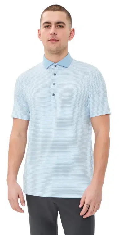 Greyson Aurora Striped Polo Wolf Blue/Arctic | Thumbnail 1 Greyson Aurora Striped Polo Wolf Blue/Arctic | Thumbnail 1