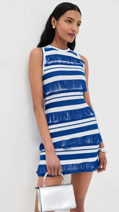 SIMKHAI Elly Knit Mini Dress Royal Blue Stripe | Thumbnail 2