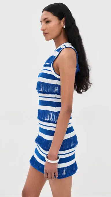 SIMKHAI Elly Knit Mini Dress Royal Blue Stripe | Thumbnail 4