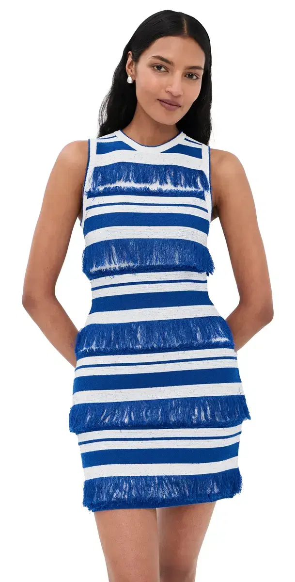 Elly Knit Mini Dress Royal Blue tripe