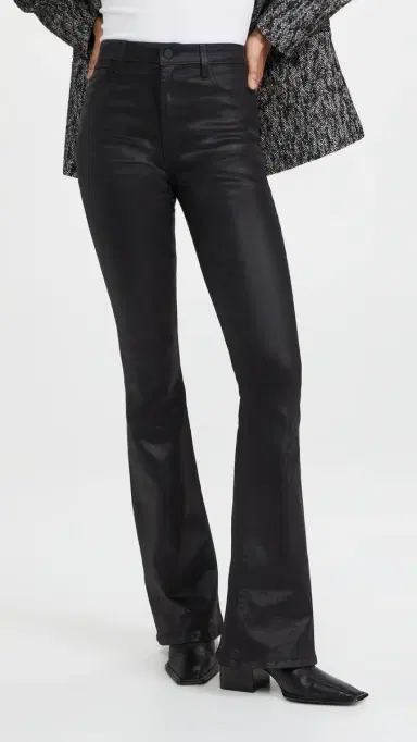 L'Agence Marty Ultra High Rise Flare Jeans Noir Coated 30 | Thumbnail 2